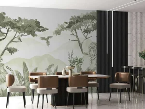 Clearance Roofdieren in de jungle in groen Kinderkamer | Dieren