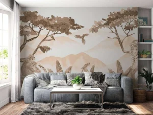 Discount Roofdieren in de jungle taupe Kinderkamer