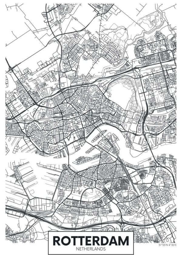 Clearance Rotterdam vector plattegrond fotobehang Architectuur