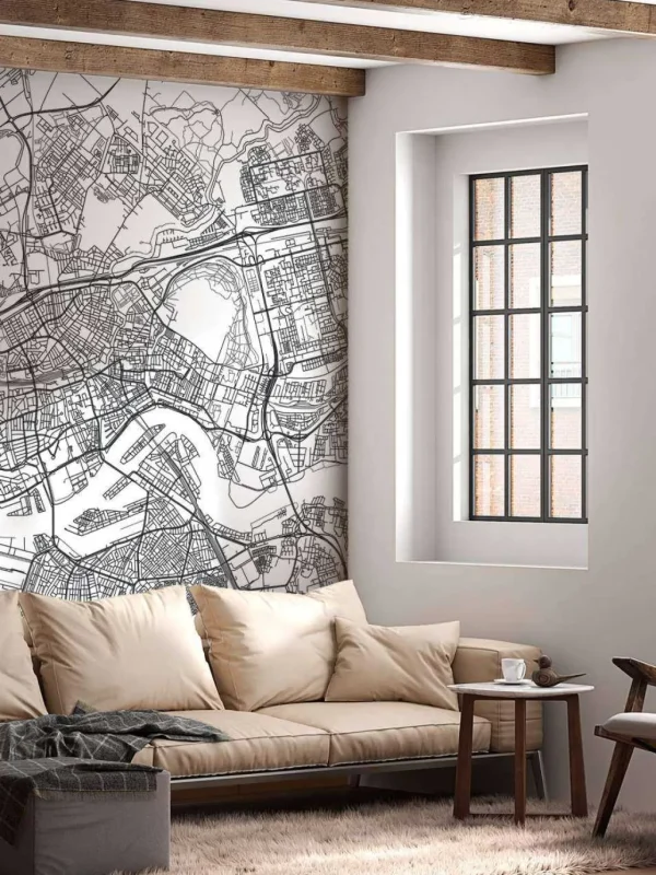 Clearance Rotterdam vector plattegrond fotobehang Architectuur