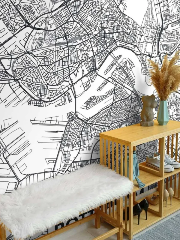 Clearance Rotterdam vector plattegrond fotobehang Architectuur