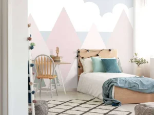 Outlet Roze bergen met dennenbomen Kinderkamer