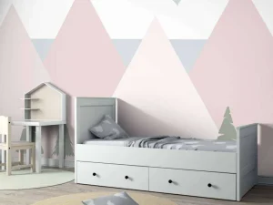 Outlet Roze bergen met dennenbomen Kinderkamer