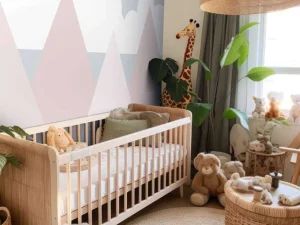 Outlet Roze bergen met dennenbomen Kinderkamer