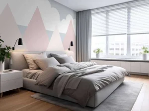 Outlet Roze bergen met dennenbomen Kinderkamer