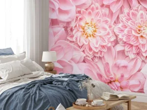 Clearance Roze bloemen met een gele kern fotobehang Tienerkamer | Bloemen