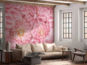 Clearance Roze bloemen met een gele kern fotobehang Tienerkamer | Bloemen