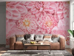 Clearance Roze bloemen met een gele kern fotobehang Tienerkamer | Bloemen