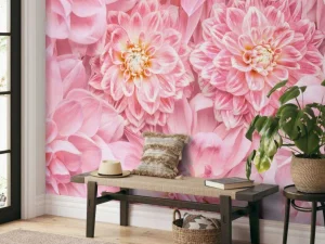 Clearance Roze bloemen met een gele kern fotobehang Tienerkamer | Bloemen