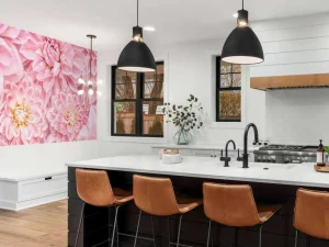 Clearance Roze bloemen met een gele kern fotobehang Tienerkamer | Bloemen