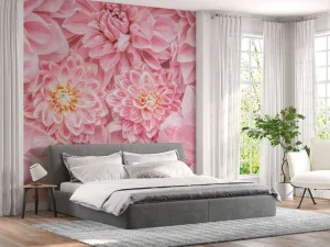 Clearance Roze bloemen met een gele kern fotobehang Tienerkamer | Bloemen