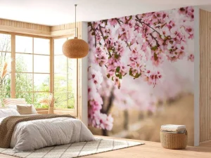 Outlet Roze Bloesem op Veld fotobehang Bloemen