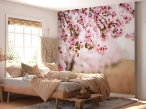 Outlet Roze Bloesem op Veld fotobehang Bloemen