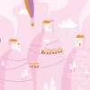 Clearance Roze droomstad fotobehang Babykamer