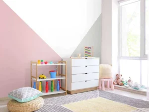 Online Roze en grijze driehoeken Kinderkamer