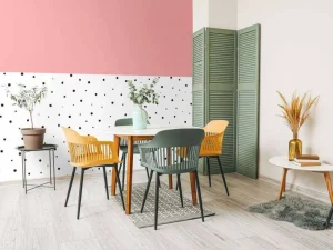 Clearance Roze en witte vlakken met zwarte stipjes Kinderkamer