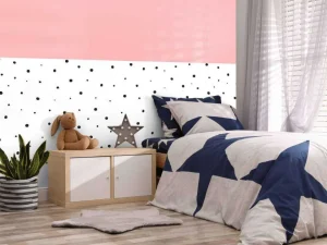 Clearance Roze en witte vlakken met zwarte stipjes Kinderkamer