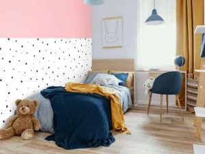 Clearance Roze en witte vlakken met zwarte stipjes Kinderkamer