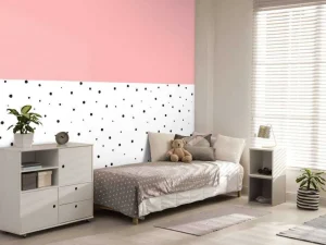 Clearance Roze en witte vlakken met zwarte stipjes Kinderkamer