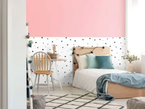 Clearance Roze en witte vlakken met zwarte stipjes Kinderkamer