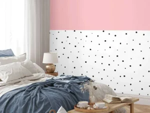 Clearance Roze en witte vlakken met zwarte stipjes Kinderkamer