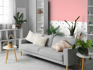 Clearance Roze en witte vlakken met zwarte stipjes Kinderkamer