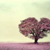 Hot Roze hartvormige boom fotobehang Bloemen