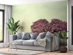 Hot Roze hartvormige boom fotobehang Bloemen