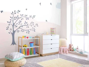 Clearance Roze heuvels met boom Kinderkamer