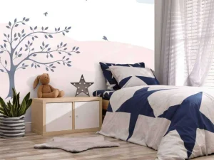 Clearance Roze heuvels met boom Kinderkamer