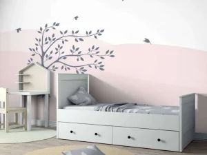 Clearance Roze heuvels met boom Kinderkamer