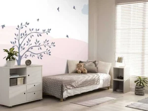 Clearance Roze heuvels met boom Kinderkamer