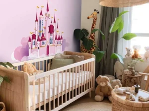 Sale Roze kasteel in de wolken fotobehang Kinderkamer