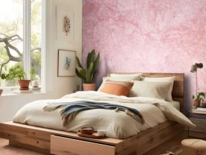 Sale Roze marmer fotobehang Tienerkamer | Slaapkamer