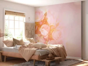 Fashion Roze rozen boeket met een wazige achtergrond fotobehang Tienerkamer | Bloemen