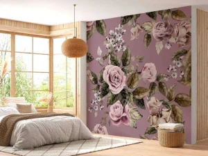 Outlet Roze rozen met een roze achtergrond fotobehang Tienerkamer | Bloemen