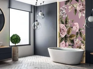 Outlet Roze rozen met een roze achtergrond fotobehang Tienerkamer | Bloemen