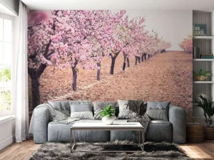 Hot Roze rozenbomen fotobehang Bloemen