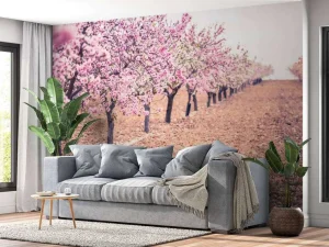 Hot Roze rozenbomen fotobehang Bloemen