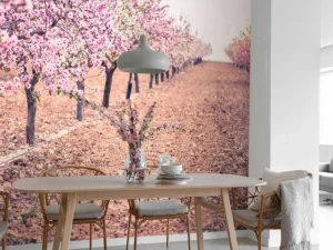 Hot Roze rozenbomen fotobehang Bloemen