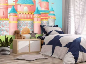 Hot Roze sprookjeskasteel fotobehang Kinderkamer