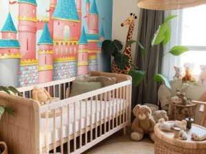 Hot Roze sprookjeskasteel fotobehang Kinderkamer