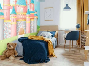Hot Roze sprookjeskasteel fotobehang Kinderkamer