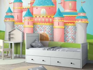 Hot Roze sprookjeskasteel fotobehang Kinderkamer