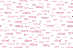 Clearance Roze visjes print fotobehang Kinderkamer | Babykamer