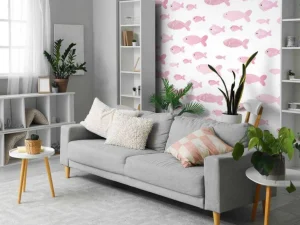 Clearance Roze visjes print fotobehang Kinderkamer | Babykamer