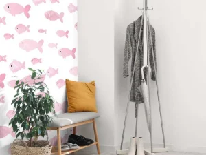 Clearance Roze visjes print fotobehang Kinderkamer | Babykamer