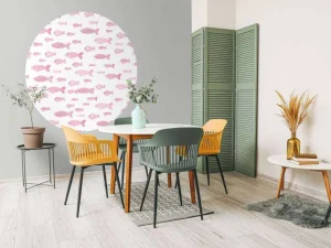 Clearance Roze visjes print fotobehang Kinderkamer | Babykamer