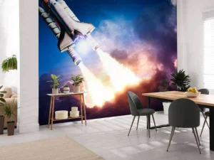 Online Ruimteschip stijgt op fotobehang Tienerkamer