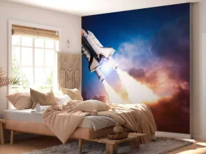 Online Ruimteschip stijgt op fotobehang Tienerkamer